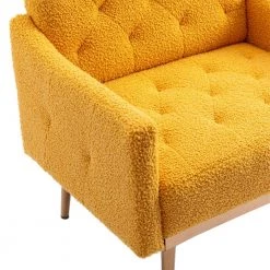 Mustard Teddy Fabric Tufted Back Leisure Single Sofa Arm Chair (Set of 1) by Kahomvis -Kahomvis Sales Store mustard kahomvis accent chairs cm lkw3 7956 1f 1000