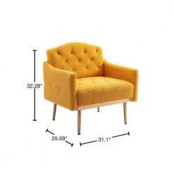 Mustard Teddy Fabric Tufted Back Leisure Single Sofa Arm Chair (Set of 1) by Kahomvis -Kahomvis Sales Store mustard kahomvis accent chairs cm lkw3 7956 40 1000