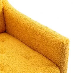 Mustard Teddy Fabric Tufted Back Leisure Single Sofa Arm Chair (Set of 1) by Kahomvis -Kahomvis Sales Store mustard kahomvis accent chairs cm lkw3 7956 44 1000