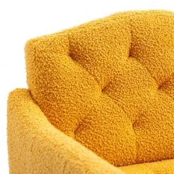 Mustard Teddy Fabric Tufted Back Leisure Single Sofa Arm Chair (Set of 1) by Kahomvis -Kahomvis Sales Store mustard kahomvis accent chairs cm lkw3 7956 4f 1000