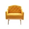 Mustard Teddy Fabric Tufted Back Leisure Single Sofa Arm Chair (Set of 1) by Kahomvis