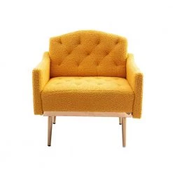 Mustard Teddy Fabric Tufted Back Leisure Single Sofa Arm Chair (Set of 1) by Kahomvis