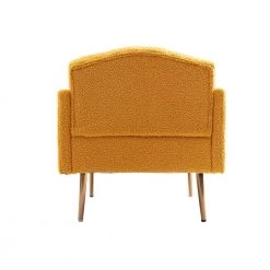 Mustard Teddy Fabric Tufted Back Leisure Single Sofa Arm Chair (Set of 1) by Kahomvis -Kahomvis Sales Store mustard kahomvis accent chairs cm lkw3 7956 66 1000