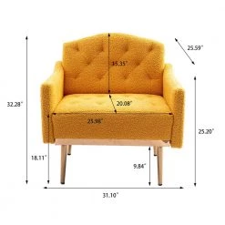 Mustard Teddy Fabric Tufted Back Leisure Single Sofa Arm Chair (Set of 1) by Kahomvis -Kahomvis Sales Store mustard kahomvis accent chairs cm lkw3 7956 fa 1000