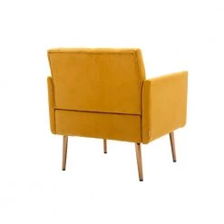 Mustard Yellow Velvet Upholstered Tufted Arm Chair, Rose Golden Iron Feet Single Sofa (Set of 1) by Kahomvis -Kahomvis Sales Store mustard yellow kahomvis accent chairs cm lkw3 8881 66 1000