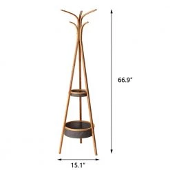 Natural Bamboo Freestanding Coat Rack with Storage Rack by Kahomvis 10 Natural Bamboo Freestanding Coat Rack with Storage Rack by Kahomvis -Kahomvis Sales Store natual kahomvis coat racks zh lkw4 4118 1f 1000