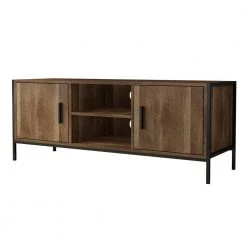48.38 in. Natural TV Stand Fits TV's up to 50 in. with 2 Storage Cabinets and Open Shelves by Kahomvis