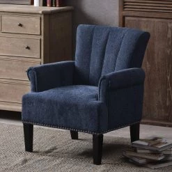 Navy Blue Rivet Tufted Polyester Arm Chair (Set of 1) by Kahomvis 15 Navy Blue Rivet Tufted Polyester Arm Chair (Set of 1) by Kahomvis -Kahomvis Sales Store navy blue kahomvis accent chairs bb lkpp 20aaw 1f 1000