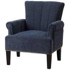 Navy Blue Rivet Tufted Polyester Arm Chair (Set of 1) by Kahomvis 13 Navy Blue Rivet Tufted Polyester Arm Chair (Set of 1) by Kahomvis -Kahomvis Sales Store navy blue kahomvis accent chairs bb lkpp 20aaw c3 1000