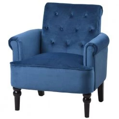 Navy Blue Elegant Velvet Button Tufted Arm Chair (Set of 1) by Kahomvis -Kahomvis Sales Store navy blue kahomvis accent chairs bb lkpp 9aan c3 1000