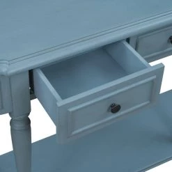 52 in. Navy Blue Standard Half Moon Wood Console Table with 2-Top Drawers by Kahomvis -Kahomvis Sales Store navy blue kahomvis console tables tre lkwf2 4aam 44 1000