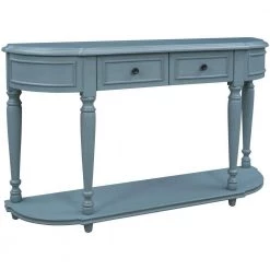 52 in. Navy Blue Standard Half Moon Wood Console Table with 2-Top Drawers by Kahomvis -Kahomvis Sales Store navy blue kahomvis console tables tre lkwf2 4aam c3 1000