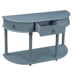 48 in. Navy Blue Standard Half Moon Wood Console Table with Single Drawer by Kahomvis 12 48 in. Navy Blue Standard Half Moon Wood Console Table with Single Drawer by Kahomvis -Kahomvis Sales Store navy blue kahomvis console tables tre lkwf2 7aam 77 1000