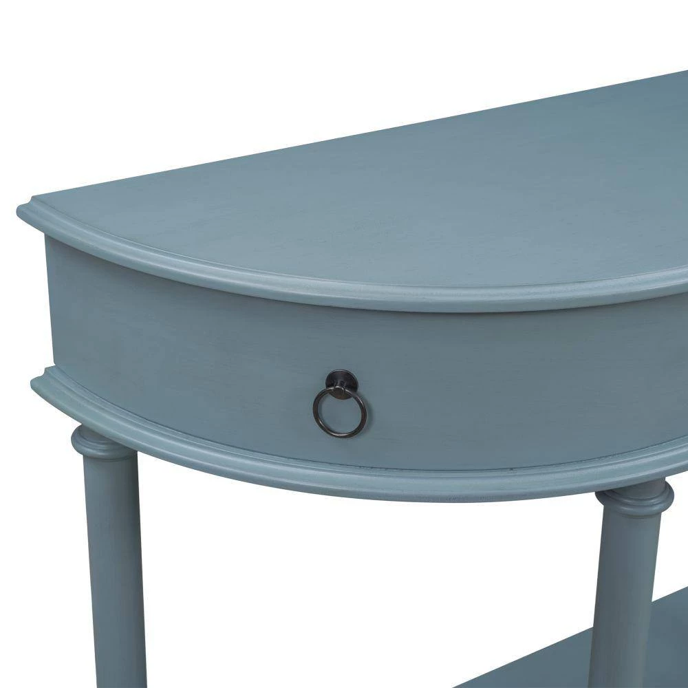48 in. Navy Blue Standard Half Moon Wood Console Table with Single Drawer by Kahomvis 8 48 in. Navy Blue Standard Half Moon Wood Console Table with Single Drawer by Kahomvis - Image 8