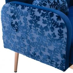 55.11 in. Navy Blue Velvet Upholstered 2-Seater Loveseat with Pillows and Metal Feet by Kahomvis -Kahomvis Sales Store navy blue kahomvis loveseats cm lkw3 6714 1f 1000