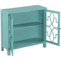 36 in. Navy Green Acacia Wood Accent Buffet Sideboard Storage Cabinet with Doors and Adjustable Shelf by Kahomvis -Kahomvis Sales Store navy green kahomvis sideboards buffet tables u lkwf2 76aag 77 1000