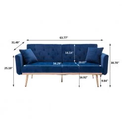 63.77 in. Navy Velvet Fabric Upholstered 2-Seater Modern Loveseat with Rose Gold Metal Feet and Pillows by Kahomvis 18 63.77 in. Navy Velvet Fabric Upholstered 2-Seater Modern Loveseat with Rose Gold Metal Feet and Pillows by Kahomvis -Kahomvis Sales Store navy kahomvis loveseats cm lkw3 6042 76 1000