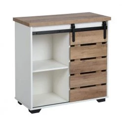 Oak Accent Storage Cabinet with Sliding Slat Door by Kahomvis