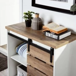 Oak Accent Storage Cabinet with Sliding Slat Door by Kahomvis -Kahomvis Sales Store oak kahomvis accent cabinets gp lkw9 0261 fa 1000