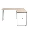 59 in. L-Shape Oak MDF Writing Desk for Home Office with White Steel Frame by Kahomvis