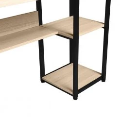 63 in. Retangular Oak MDF Work Station Writing Desk for Home Office with Open Storage and Bookshelf by Kahomvis -Kahomvis Sales Store oak kahomvis writing desks ic lkw4 5148 44 1000