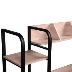 63 in. Retangular Oak MDF Work Station Writing Desk for Home Office with Open Storage and Bookshelf by Kahomvis -Kahomvis Sales Store oak kahomvis writing desks ic lkw4 5148 4f 1000