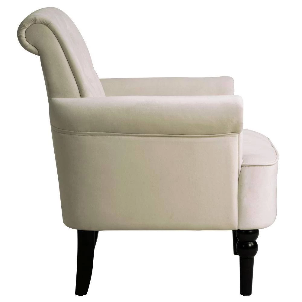 Off White Elegant Velvet Button Tufted Arm Chair (Set of 1) by Kahomvis 2 Off White Elegant Velvet Button Tufted Arm Chair (Set of 1) by Kahomvis - Image 2