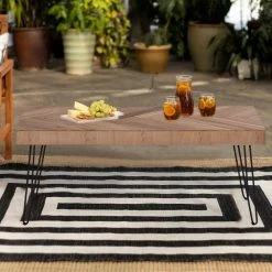 43 .3 in. Old Elm Wood Finished Small Rectangle Wood Coffee Table with Chevron Pattern and Metal Hairpin Legs by Kahomvis 19 43 .3 in. Old Elm Wood Finished Small Rectangle Wood Coffee Table with Chevron Pattern and Metal Hairpin Legs by Kahomvis -Kahomvis Sales Store old elm wood finished kahomvis coffee tables ot lkwf1 1aal 31 1000