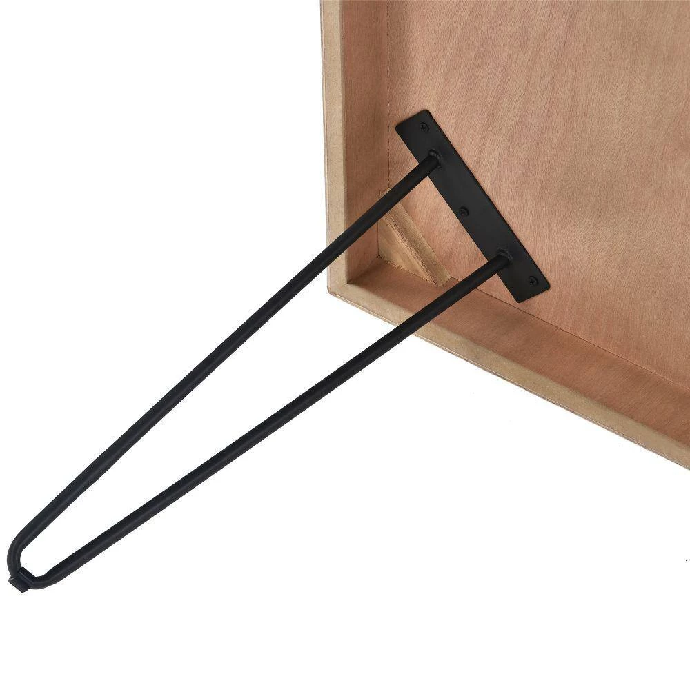 43 .3 in. Old Elm Wood Finished Small Rectangle Wood Coffee Table with Chevron Pattern and Metal Hairpin Legs by Kahomvis 7 43 .3 in. Old Elm Wood Finished Small Rectangle Wood Coffee Table with Chevron Pattern and Metal Hairpin Legs by Kahomvis - Image 7