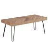 43 .3 in. Old Elm Wood Finished Small Rectangle Wood Coffee Table with Chevron Pattern and Metal Hairpin Legs by Kahomvis