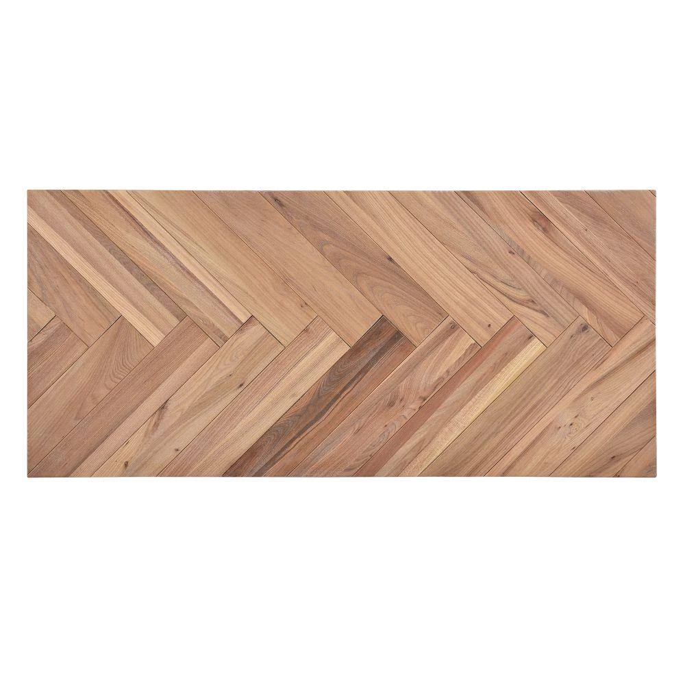 43 .3 in. Old Elm Wood Finished Small Rectangle Wood Coffee Table with Chevron Pattern and Metal Hairpin Legs by Kahomvis 3 43 .3 in. Old Elm Wood Finished Small Rectangle Wood Coffee Table with Chevron Pattern and Metal Hairpin Legs by Kahomvis - Image 3