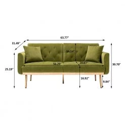 63.77 in. Olive Velvet Fabric Upholstered 2-Seater Modern Loveseat with Rose Gold Metal Feet and Pillows by Kahomvis 18 63.77 in. Olive Velvet Fabric Upholstered 2-Seater Modern Loveseat with Rose Gold Metal Feet and Pillows by Kahomvis -Kahomvis Sales Store olive kahomvis loveseats cm lkw3 6038 76 1000