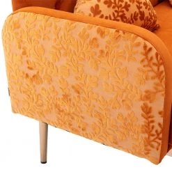 55.11 in. Orange Velvet Upholstered 2-Seater Loveseat with Pillows and Metal Feet by Kahomvis -Kahomvis Sales Store orange kahomvis loveseats cm lkw3 6712 1f 1000