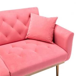 63.77 in. Peach Velvet Fabric Upholstered 2-Seater Modern Loveseat with Rose Gold Metal Feet and Pillows by Kahomvis 15 63.77 in. Peach Velvet Fabric Upholstered 2-Seater Modern Loveseat with Rose Gold Metal Feet and Pillows by Kahomvis -Kahomvis Sales Store peach kahomvis loveseats cm lkw3 6037 1f 1000