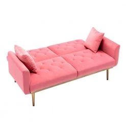 63.77 in. Peach Velvet Fabric Upholstered 2-Seater Modern Loveseat with Rose Gold Metal Feet and Pillows by Kahomvis 14 63.77 in. Peach Velvet Fabric Upholstered 2-Seater Modern Loveseat with Rose Gold Metal Feet and Pillows by Kahomvis -Kahomvis Sales Store peach kahomvis loveseats cm lkw3 6037 4f 1000