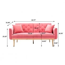 63.77 in. Peach Velvet Fabric Upholstered 2-Seater Modern Loveseat with Rose Gold Metal Feet and Pillows by Kahomvis 18 63.77 in. Peach Velvet Fabric Upholstered 2-Seater Modern Loveseat with Rose Gold Metal Feet and Pillows by Kahomvis -Kahomvis Sales Store peach kahomvis loveseats cm lkw3 6037 76 1000