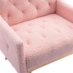 Pink Teddy Fabric Tufted Back Leisure Single Sofa Arm Chair (Set of 1) by Kahomvis -Kahomvis Sales Store pink kahomvis accent chairs cm lkw3 7933 1f 1000