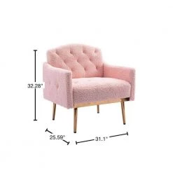 Pink Teddy Fabric Tufted Back Leisure Single Sofa Arm Chair (Set of 1) by Kahomvis -Kahomvis Sales Store pink kahomvis accent chairs cm lkw3 7933 40 1000