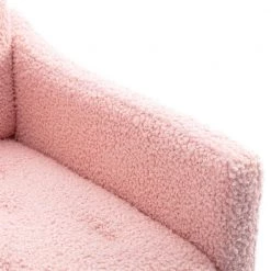 Pink Teddy Fabric Tufted Back Leisure Single Sofa Arm Chair (Set of 1) by Kahomvis -Kahomvis Sales Store pink kahomvis accent chairs cm lkw3 7933 44 1000