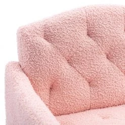 Pink Teddy Fabric Tufted Back Leisure Single Sofa Arm Chair (Set of 1) by Kahomvis -Kahomvis Sales Store pink kahomvis accent chairs cm lkw3 7933 4f 1000