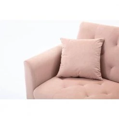 63.77 in. Pink Velvet Fabric Upholstered 2-Seater Modern Loveseat with Rose Gold Metal Feet and Pillows by Kahomvis -Kahomvis Sales Store pink kahomvis loveseats cm lkw3 6040 1f 1000