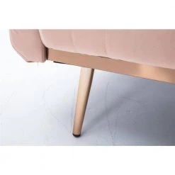 63.77 in. Pink Velvet Fabric Upholstered 2-Seater Modern Loveseat with Rose Gold Metal Feet and Pillows by Kahomvis -Kahomvis Sales Store pink kahomvis loveseats cm lkw3 6040 44 1000