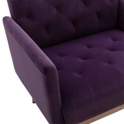 Purple Velvet Upholstered Tufted Arm Chair, Rose Golden Iron Feet Single Sofa (Set of 1) by Kahomvis -Kahomvis Sales Store purple kahomvis accent chairs cm lkw3 8882 1f 1000