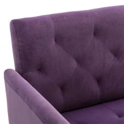 Purple Velvet Upholstered Tufted Arm Chair, Rose Golden Iron Feet Single Sofa (Set of 1) by Kahomvis -Kahomvis Sales Store purple kahomvis accent chairs cm lkw3 8882 4f 1000