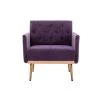 Purple Velvet Upholstered Tufted Arm Chair, Rose Golden Iron Feet Single Sofa (Set of 1) by Kahomvis