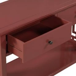 41.7 in. Red Pine Solid Wood Rectangle Console Table with 2 Drawers and Shelf by Kahomvis -Kahomvis Sales Store red kahomvis console tables u lkwf2 87aar 44 1000