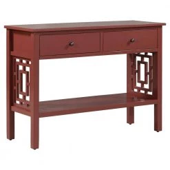 41.7 in. Red Pine Solid Wood Rectangle Console Table with 2 Drawers and Shelf by Kahomvis -Kahomvis Sales Store red kahomvis console tables u lkwf2 87aar 4f 1000