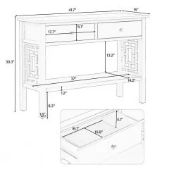 41.7 in. Red Pine Solid Wood Rectangle Console Table with 2 Drawers and Shelf by Kahomvis -Kahomvis Sales Store red kahomvis console tables u lkwf2 87aar c3 1000