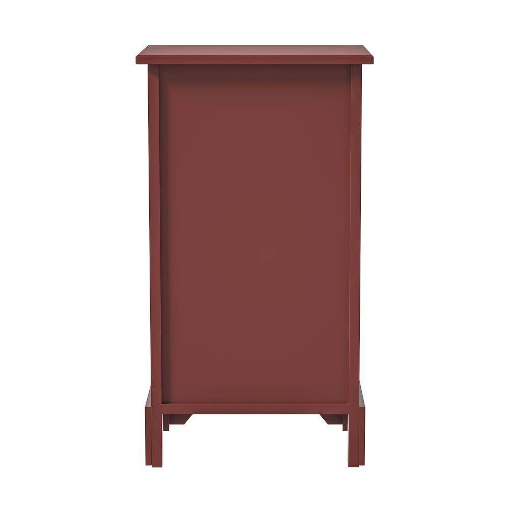 15 in. Red Tall Rectangle Wood End Table with Drawer and Baskets by Kahomvis 3 15 in. Red Tall Rectangle Wood End Table with Drawer and Baskets by Kahomvis - Image 3