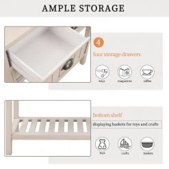 31.7 in. Retro Gray Standard Rectangle Wood Console Table with Bottom-Shelf and Storage-Drawers by Kahomvis -Kahomvis Sales Store retro gray kahomvis console tables tre lkwf 62aae 44 1000